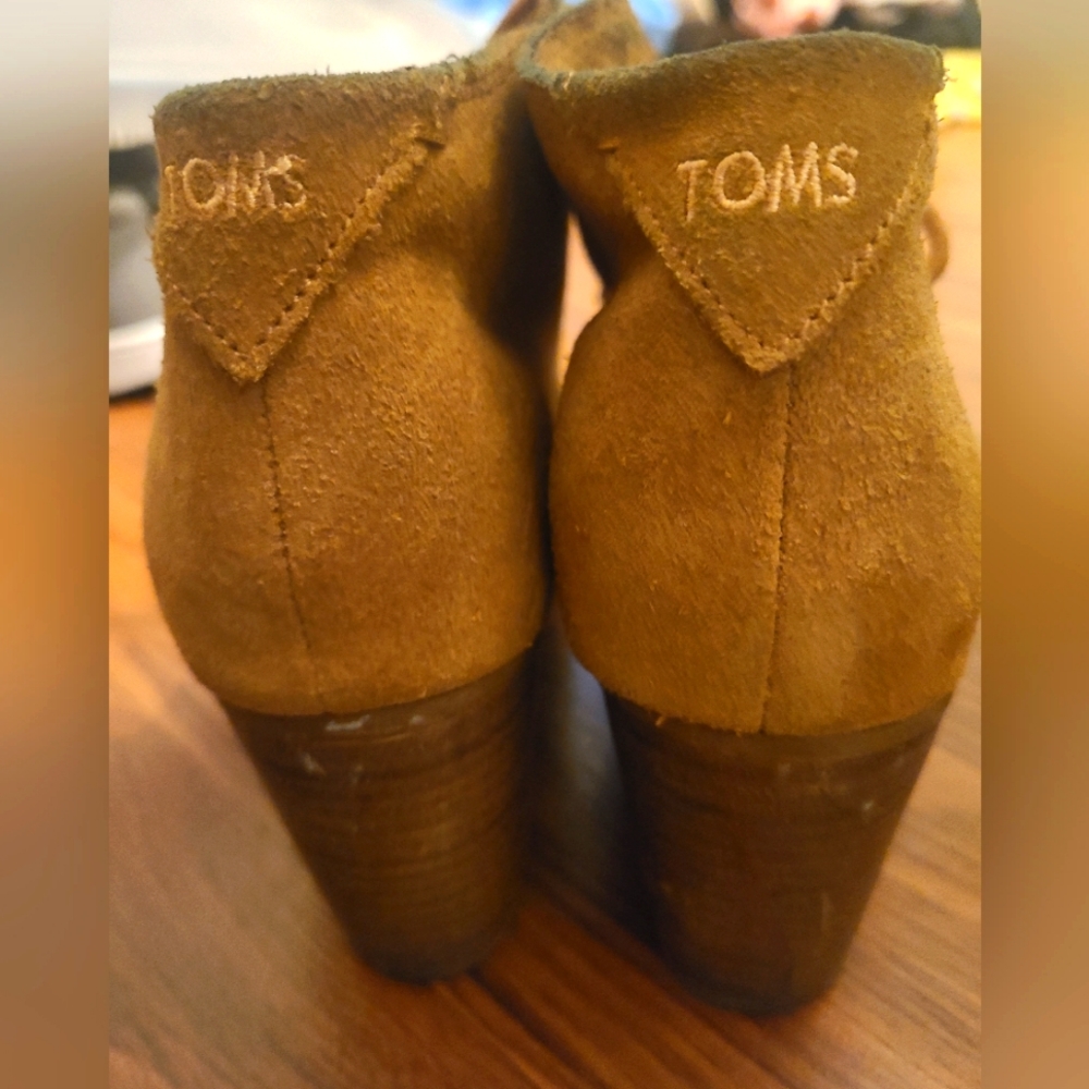 Camel colored suede booties